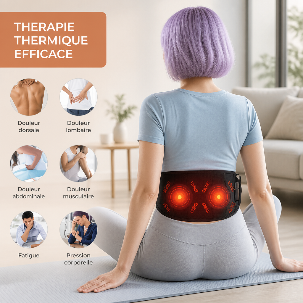 Ceinture Chauffante Lombaire – Massage Vibrant USB
