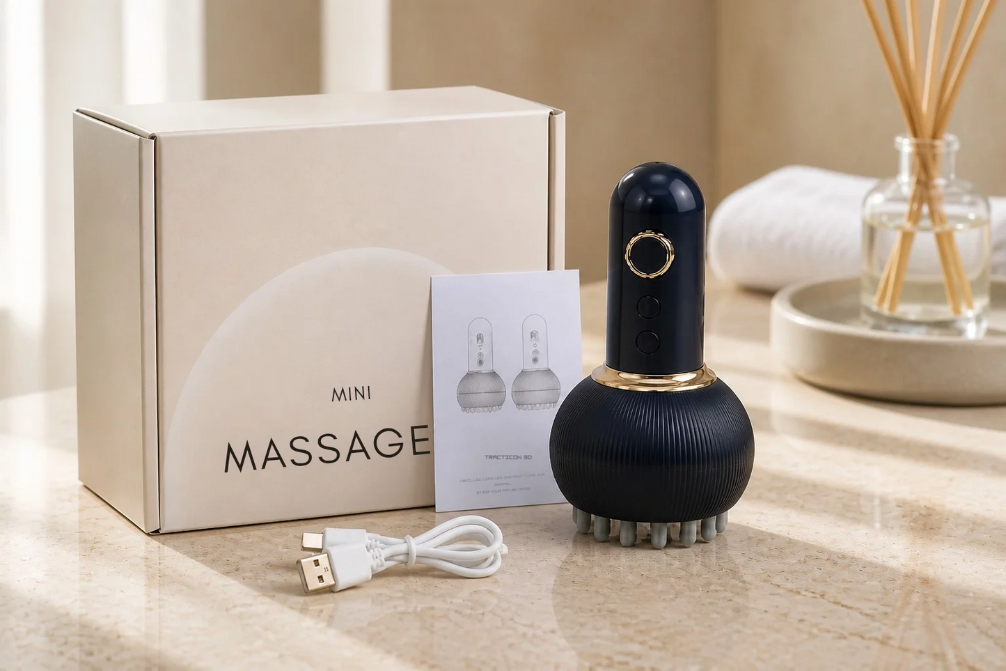 Brosse de Massage Électrique 3-en-1 | Vibration, Chaleur & Lumière Rouge | smartwell